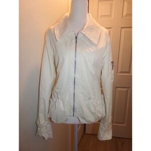 Payapa Jacket Womens Size L Packable Windbreaker White Ruched
